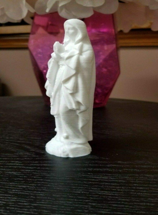 Znet3D Our Lady of Lourdes Blessed Virgin Mary Statue Sculpture Figure - Made in USA - Blessed Virgin Mother Mary Décor Figurine - 5 1/2 inch Tall (White) - Image 3